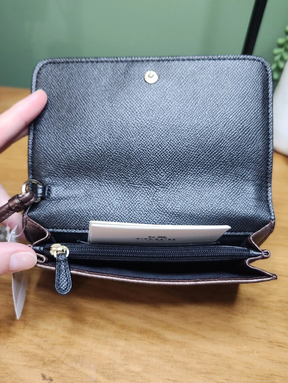 Coach Rivets Metallic Bronze Wristlet NWT